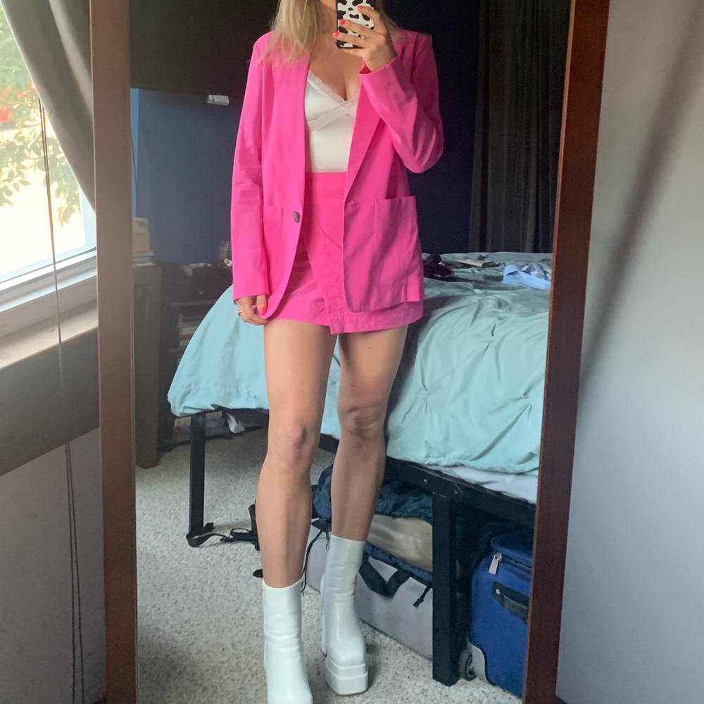 Pink Blazer and Skirt Set